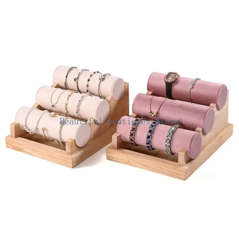 U4LF منظمات المجوهرات القوية المكونة من ثلاث طبقات من الخشب للأساور والأغراض الشخصية