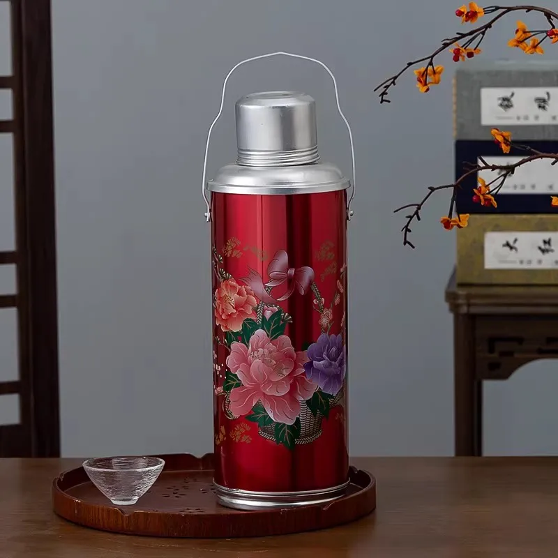 

0.8/1.2/2L Retro Travel Thermosflask Thermos Water Coffee Bottle Stainless Steel Coffee Cup Mug Heat Cold Preservation