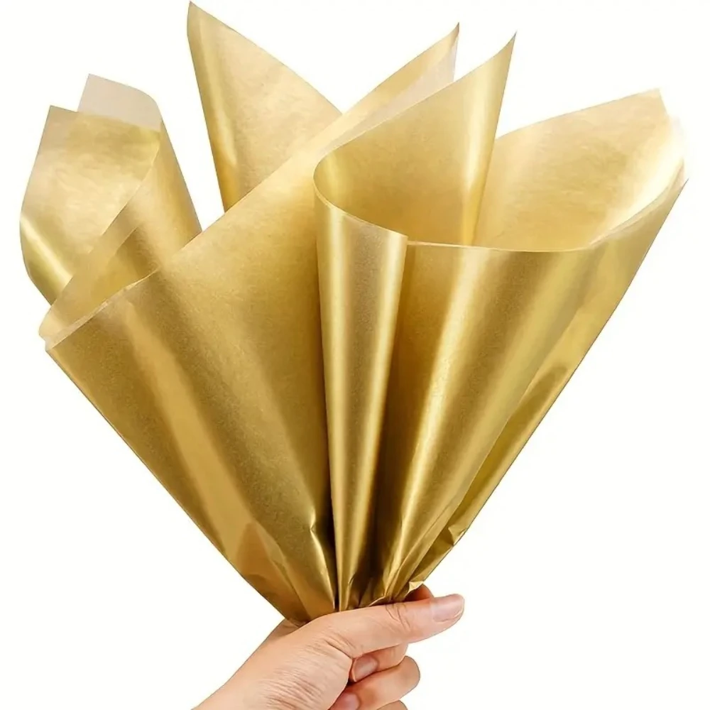 50 Blatt goldenes Seidenpapier für Geschenktüten, Seidenpapier zum Verpacken von Geschenken zum Selbermachen, Basteln, Hochzeit, Geburtstag, Mitbringsel, Dekoration