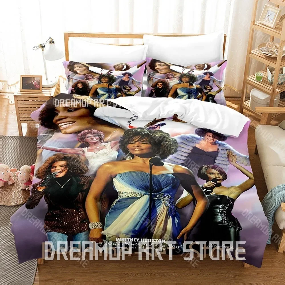 

3D-принт, индивидуальный комплект постельного белья Whitney Houston, одинарный, полный, королевский размер, комплект постельного белья для взрослых, пододеяльник для спальни, комплекты кровати