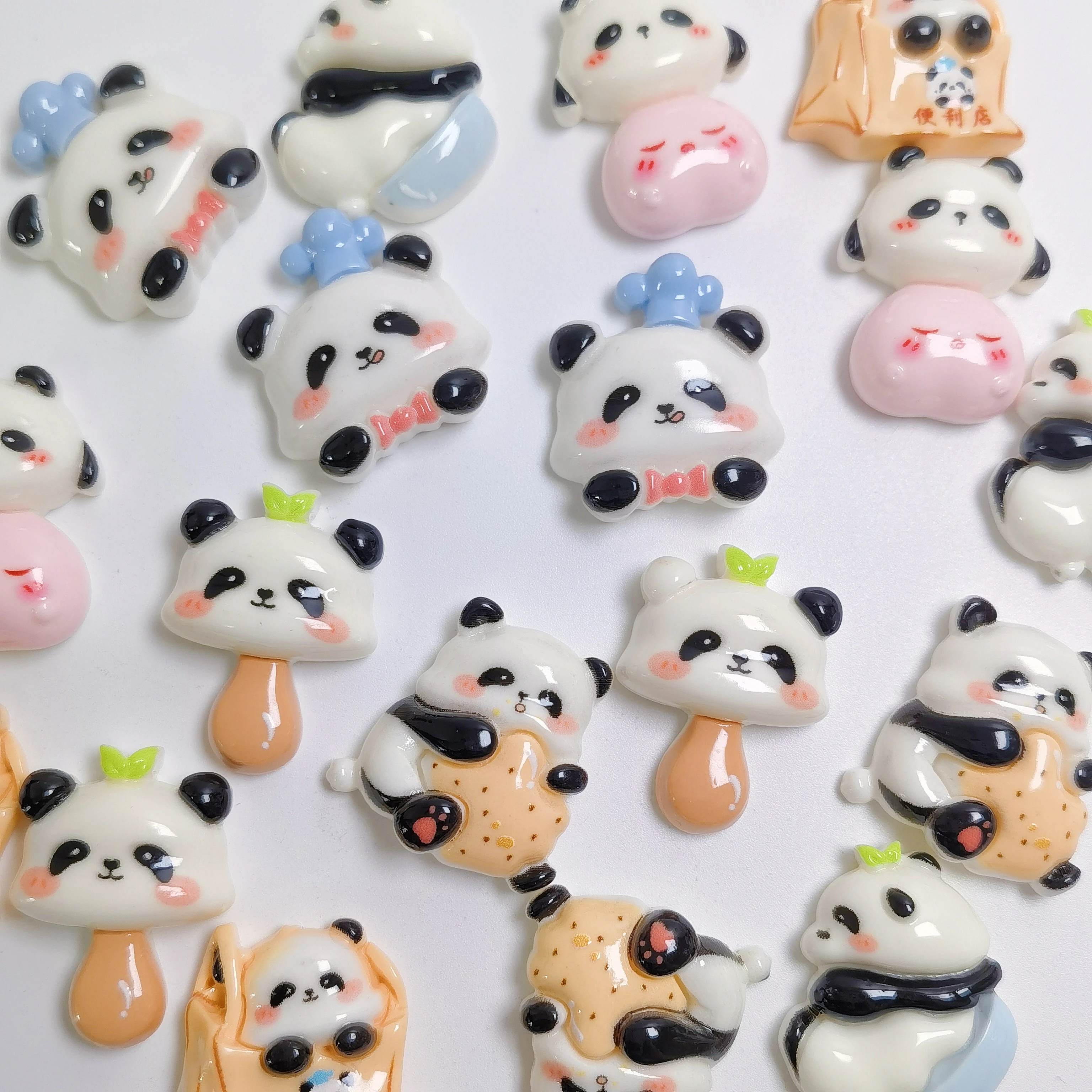 Cartoon Panda Figure Resin Cabochon Flatback for DIY Decoration Accessories Wholesale Ornament Bulk Supplier
