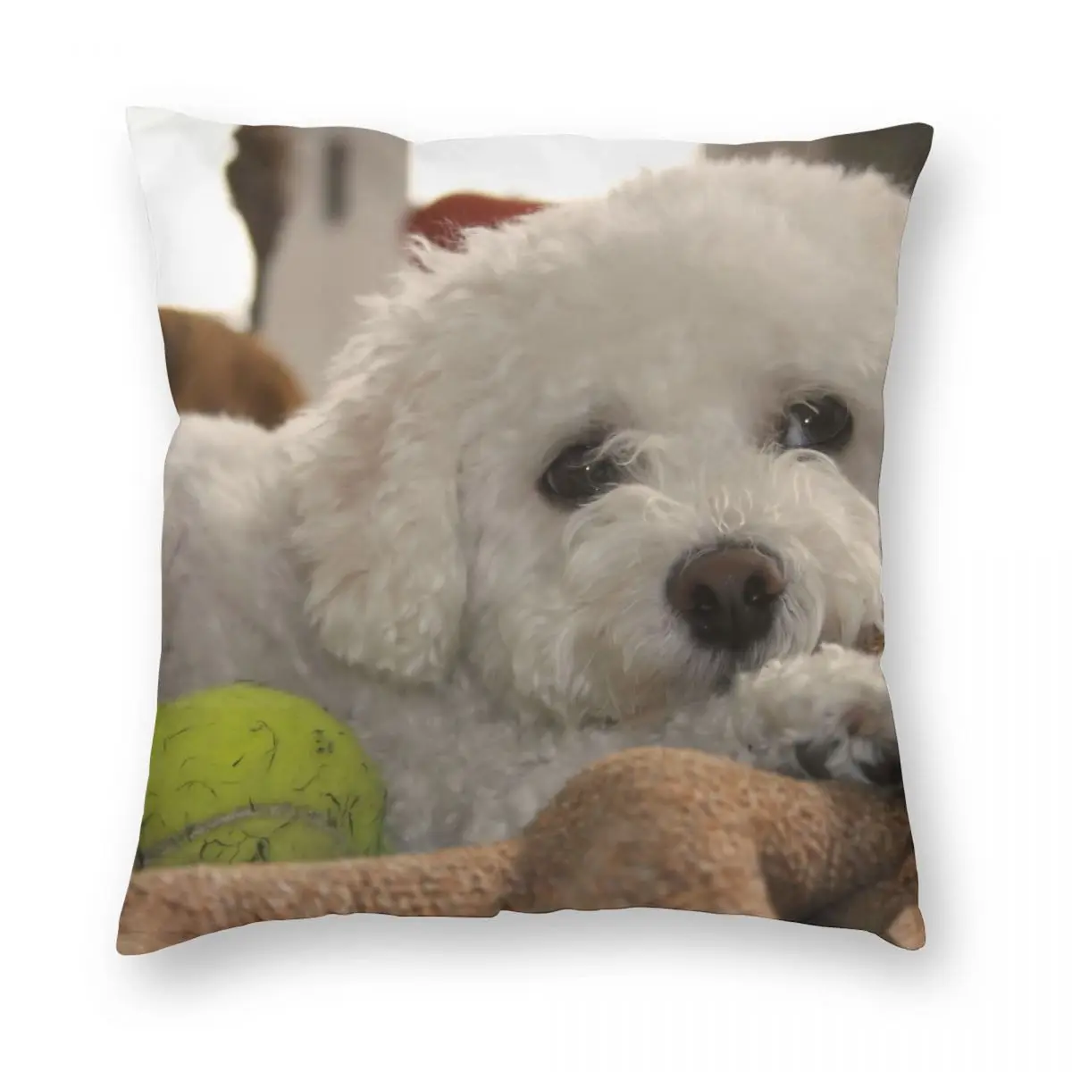 Bored Bichon Frise Dog Pillowcase Polyester Linen Velvet Pattern Zip Decor Throw Pillow Case Car Cushion Cover 45x45