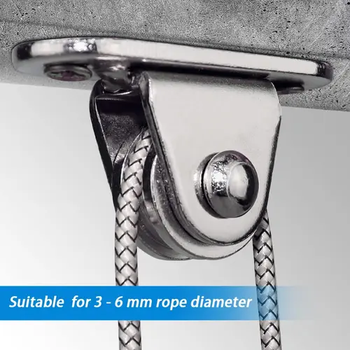 Imagen 2 del producto Kit de bloque de polea desmontable de polea fija de alta resistencia, polea montada en la pared, carga de 176 libras para puerta corredera y cuerda de alambre, 2/10 Uds.