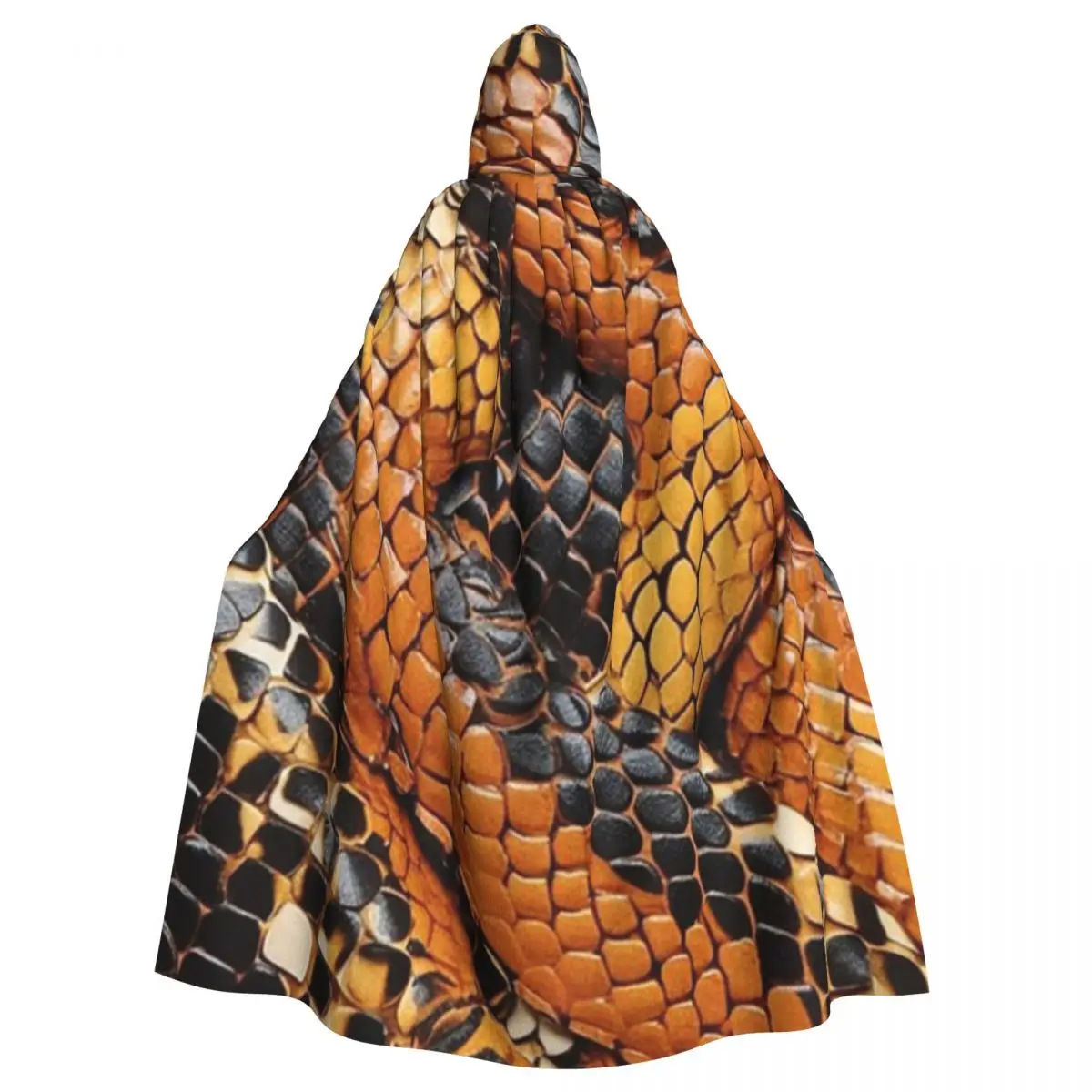 

Snake Skin Pattern Long Hooded Cloak Witch Medieval Costume Cosplay Cape HalloweenParty Adult Unisex