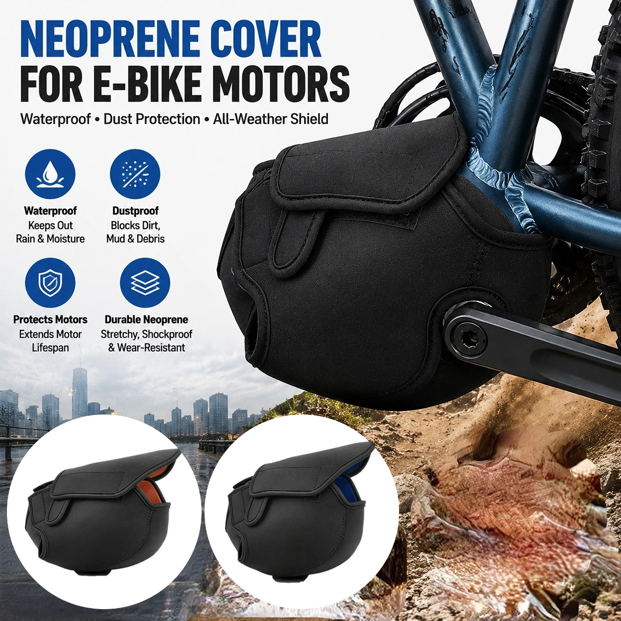 Neoprene Engine Cover For E-bike Motors, Waterproof Windproof Dust Protection Shield, E-bike Cover For Transportation Storage