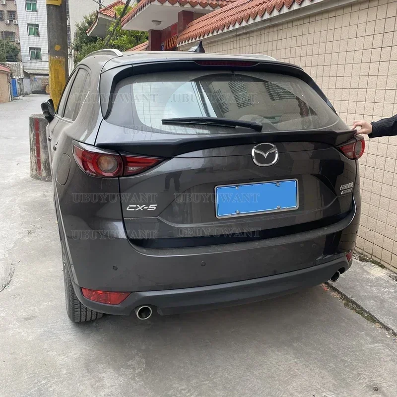 For Mazda CX-5 CX5 2017 2018 2019 2020 2021 Rear Middle Carbon Fiber Trunk Lip Wing Black White Spoiler Car Styling view 4