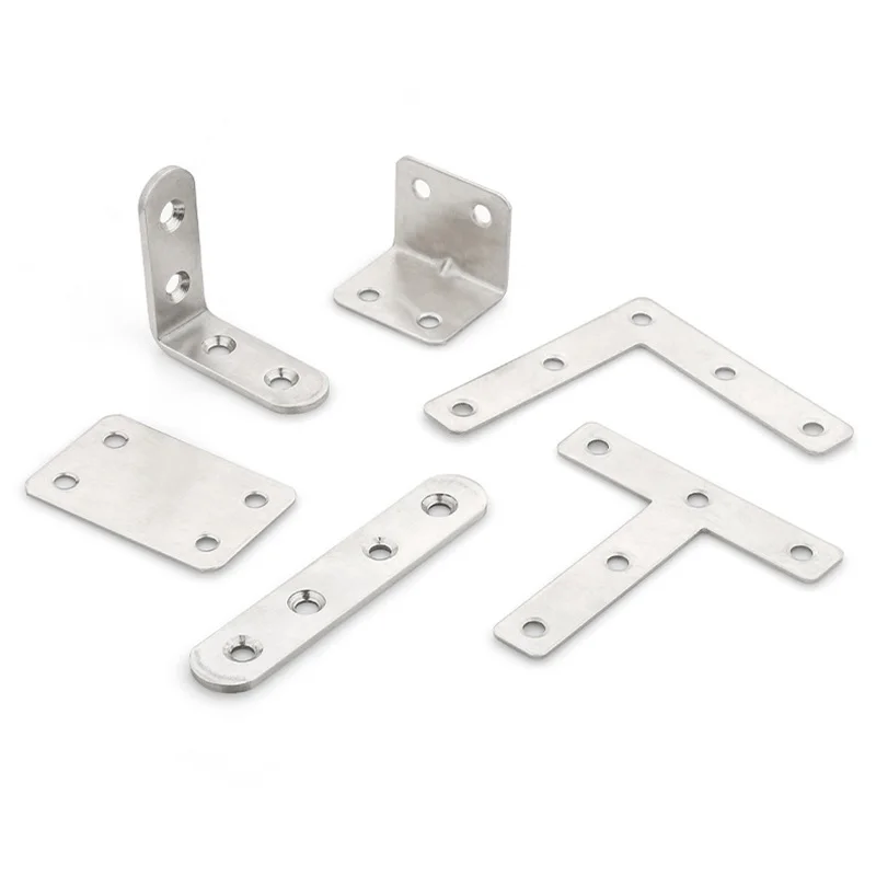 Stainless Steel L T Shape Corner Bracket Angle Corner Flat Bracket Furniture Bedframe Cabinet Repair Braces Brackets