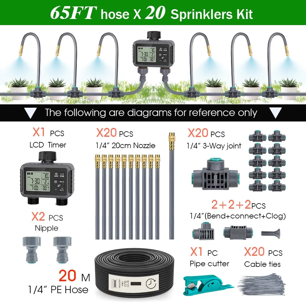 Dubbele zone onafhankelijk slim LCD-scherm Tuinbewatering Timer Verneveling Spray Kit Mistkoelsysteem Irrigatiecontroller