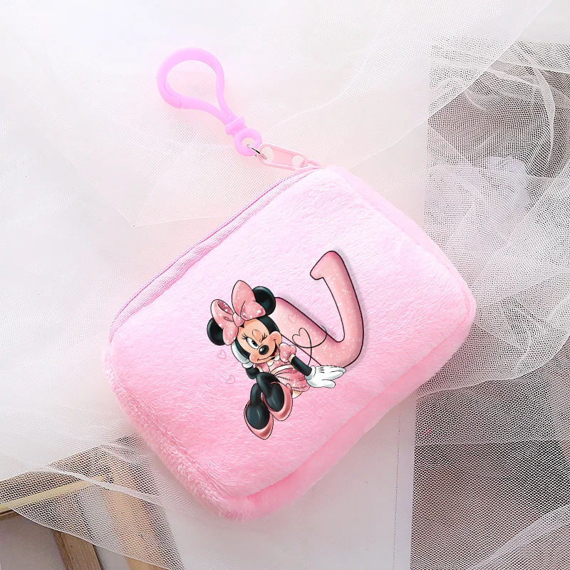 Disney Minnie Large Capacity Wallet Print A-Z letters Coin Purse Animated Cartoon Pattern Clutch Bags Portable Kid Birthday Gift