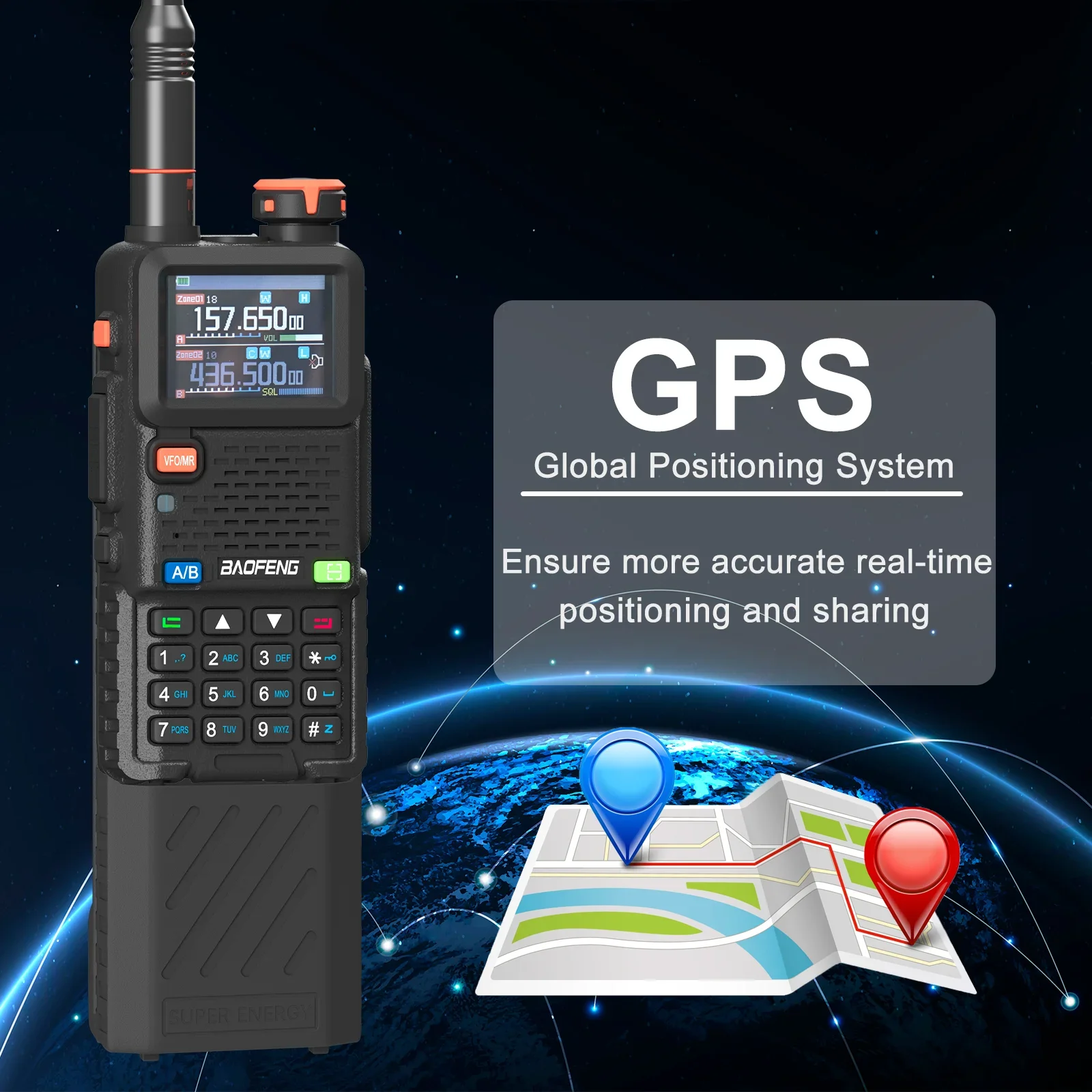 Baofeng UV-5RH Pro GPS Walkie Talkie 6800mAh Extended Battery Multi Band Falling Alarm NOAA Wireless Copy Update of UV-5RM Radio image 6