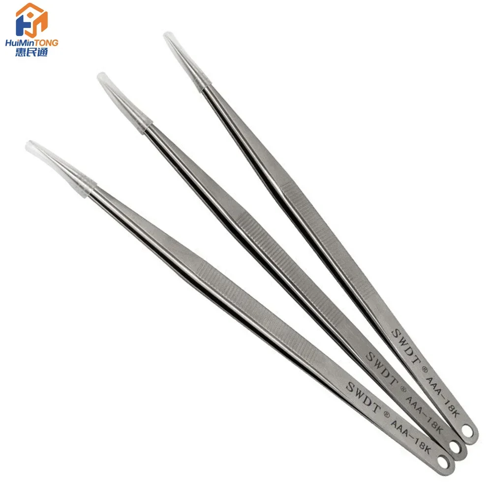 18CM SWDT AAA-18K Anti-static Stainless Steel Precision Long Tweezers Pointed Straight Tweezers for Mobile Phone Repair Tool