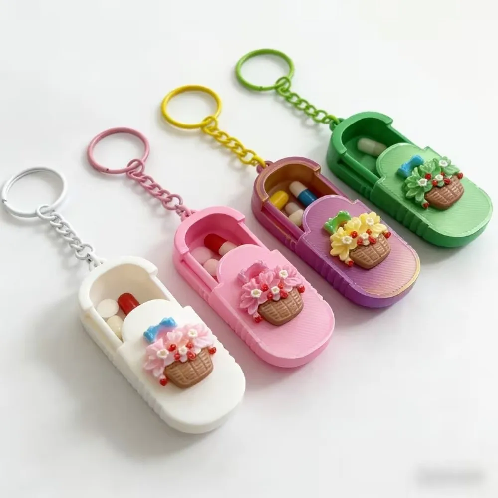 Compact Portable Pill Case Keychain Waterproof Flower Basket Handmade Mini Medicine Box Pendant Multifunctional - view 6