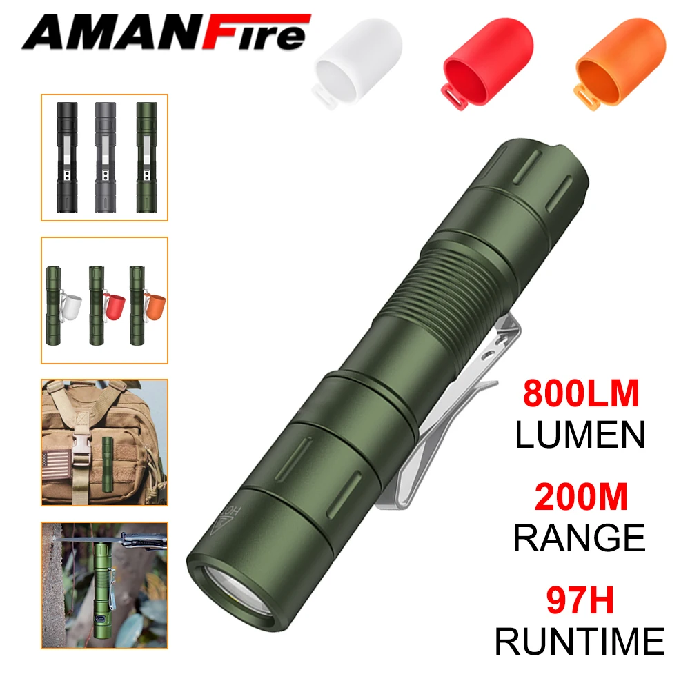 

Мини-брелок Amanfire AK-S21X, портативный тактический фонарик, встроенный литиевый аккумулятор 14500, ультра яркий фонарик 1000 мАч
