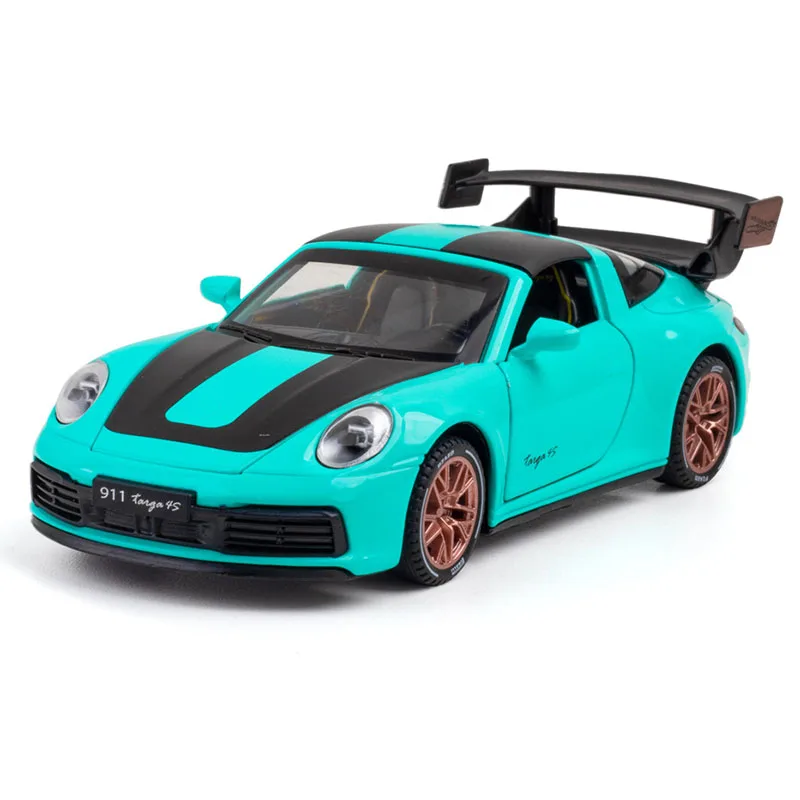 1:32 Nieuwe 911 Targa 4 S Supercar Auto Model Legering Auto Gegoten Speelgoed Met Pull Back Geluid en licht Kinderen Geschenken Collectibles