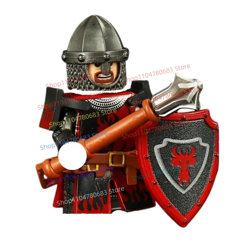 

Мини-фигурка из строительных блоков MOC, сборная модель французского средневекового рыцаря, украшение, мультяшная игрушка, развивающий подарок и коллекционный предмет