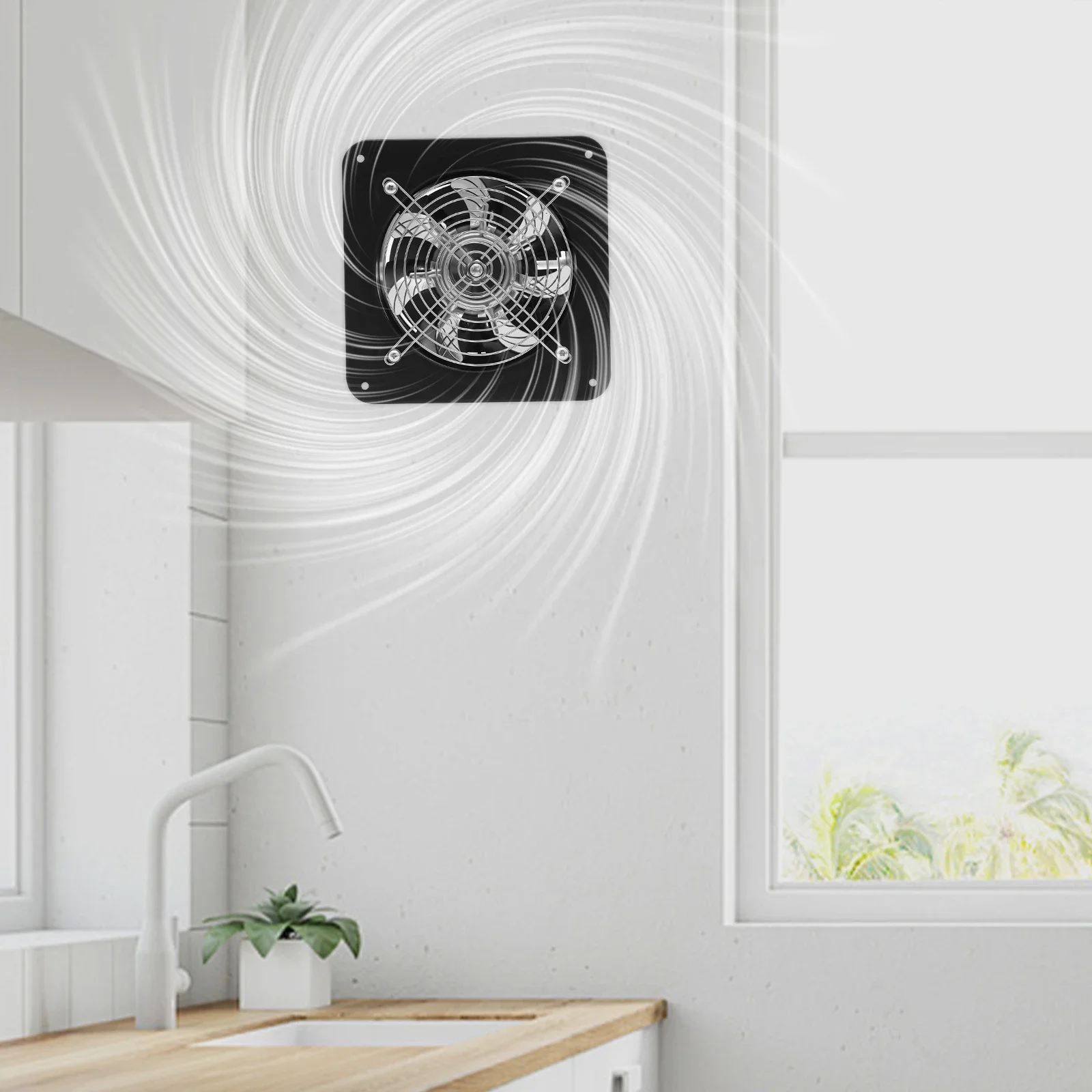 6/7/8/10 Inch Exhaust Fan 2800RPM High Speed Wall Mounted Extractor Fan for Kitchen Bathroom Ventilation