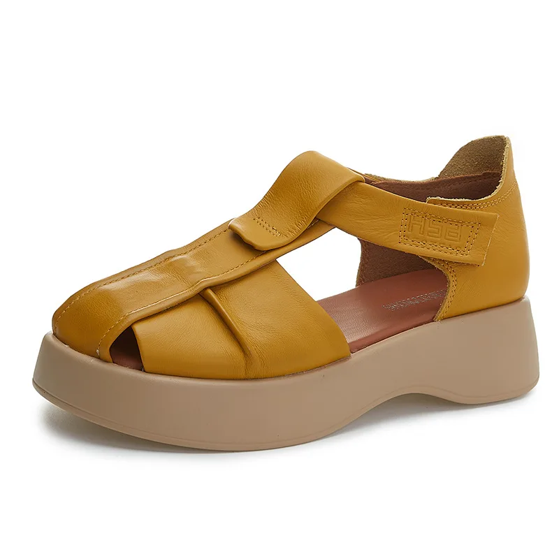 

Женские кроссовки на плоской подошве из коровьей кожи 5 см, тапочки на крючках, летние сандалии из микрофибры на танкетке с крючками на танкетке