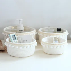 Portable Woven Storage Basket Bedroom Child Toy Organizer Pouch Household Desktop Sundries Deposit Container Accessories Items