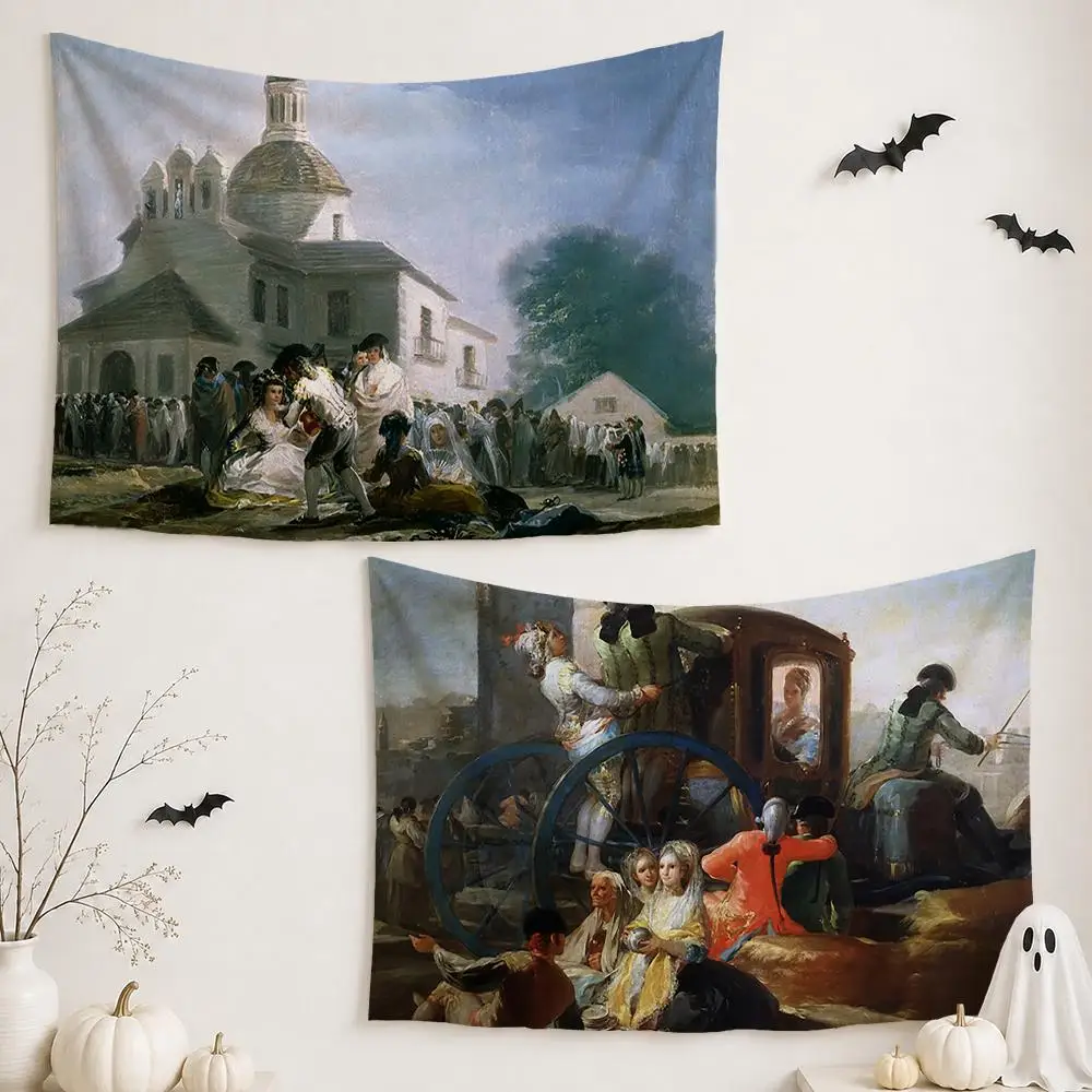 Spain Francisco Goya Art Tapestry Custom Living Bedroom Party Dormitory interior Wall bohemian Decoration Attached clip