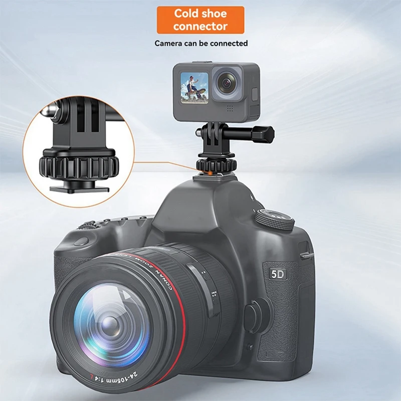 Action Camera Cold Shoe Adapter With 180° Adjustment, 1/4 Inch Screw Hole, Compatible With For Gopro Hero 12/11/10/9/8