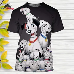 Disney-Classic Movie 3D Print T-shirts infantis, roupas de rua casuais, tops para meninos e meninas, camisetas grandes, 101 Dálmatas, 2024