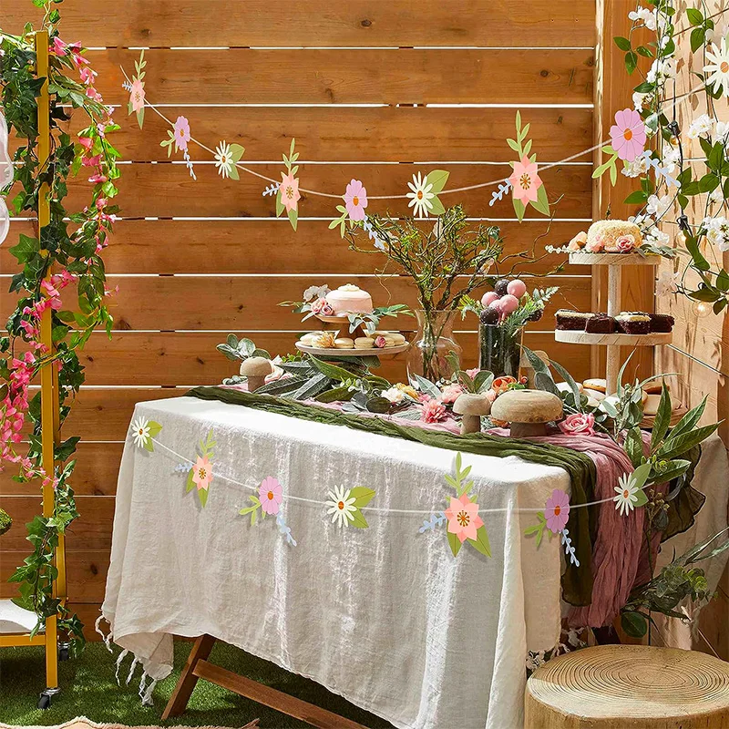 Guirlandes de Fleurs en Papier, Bannière Florale pour Calcul de Terre, Décoration de ixd'Anniversaire, Patients, Réception-Cadeau pour Bébé, Banderoles de ixde Mariage, 16