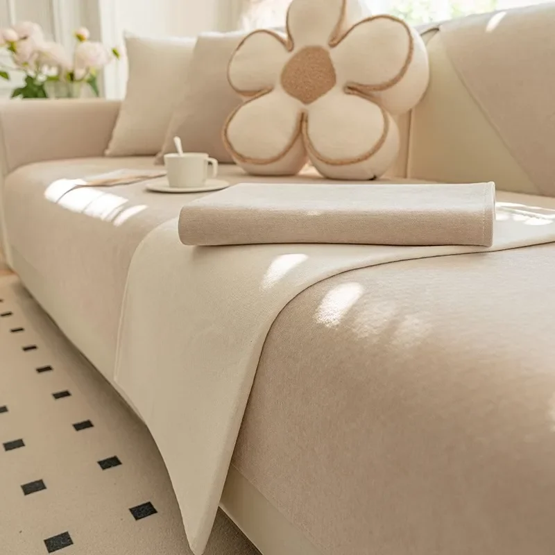 Chenille Sofa Cushion 2024 New High-end Cushion Simple Modern Non-slip Sofa Cover Cover Cloth Back Towel