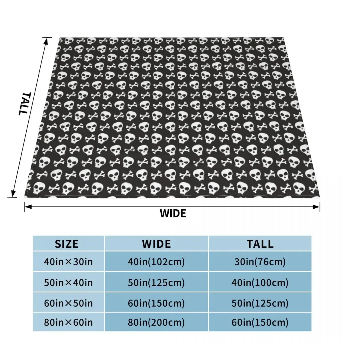 Skull & Crossbones on Black // Halloween Collection Throw Blanket Decorative Bed Blankets Softest Blanket Polar blanket