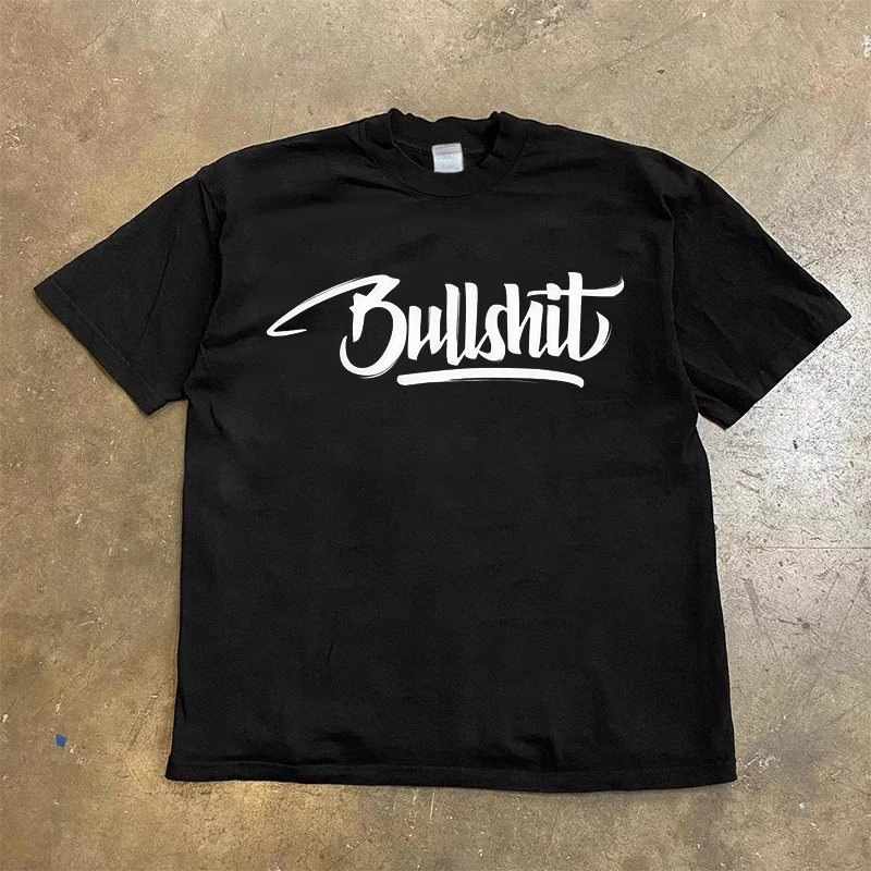 

2025Oversized T-shirt Gothic Casual Cotton Long Sleeve Short Sleeve Top New Streetwear Men's and Women's Harajuku Font Printed