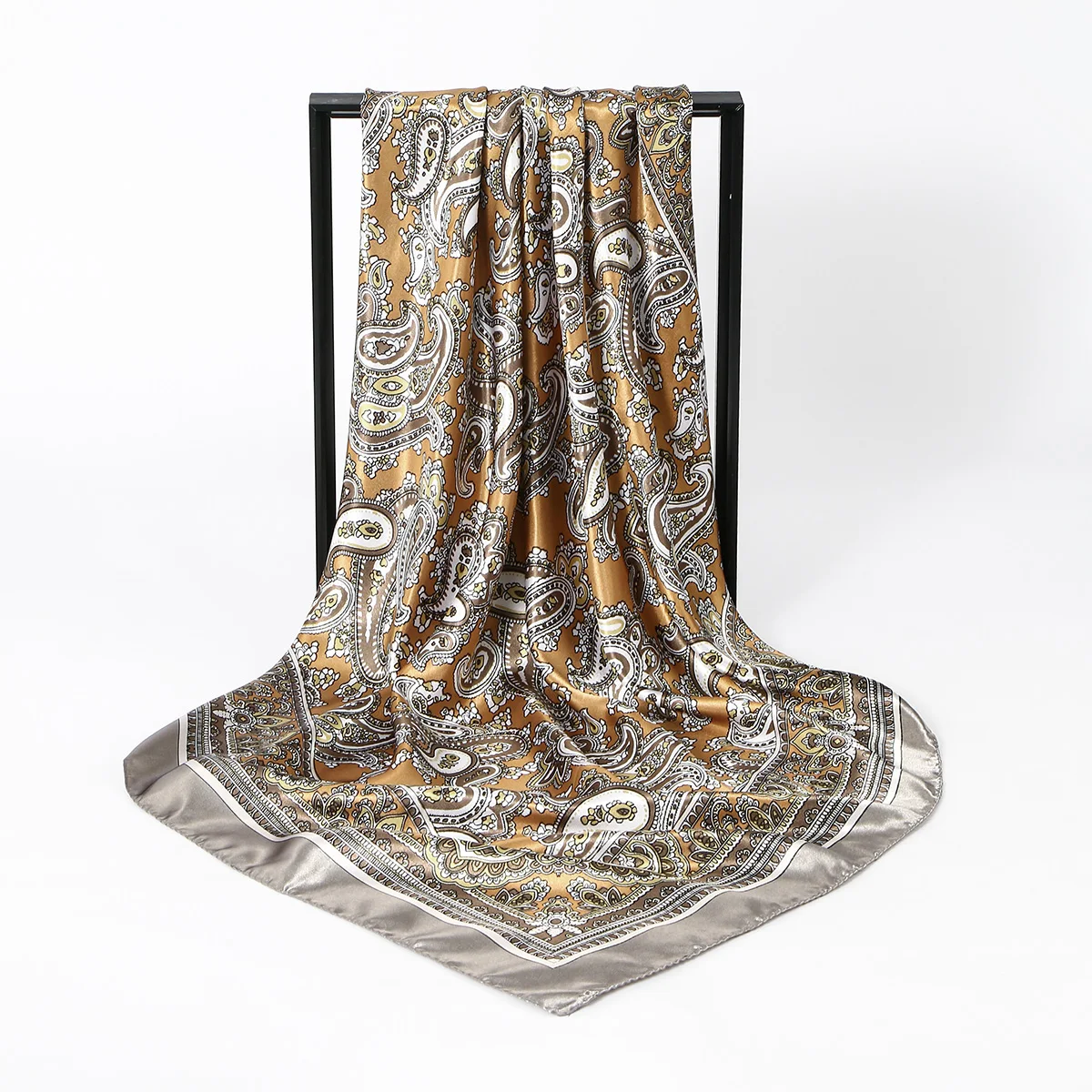 Modisches Paisley-Print-Kerchief, Damen-Haarschal, Seiden-Stirnband, Bandana, Kopftücher, quadratische Hijab-Schals für Damen – Detail 22