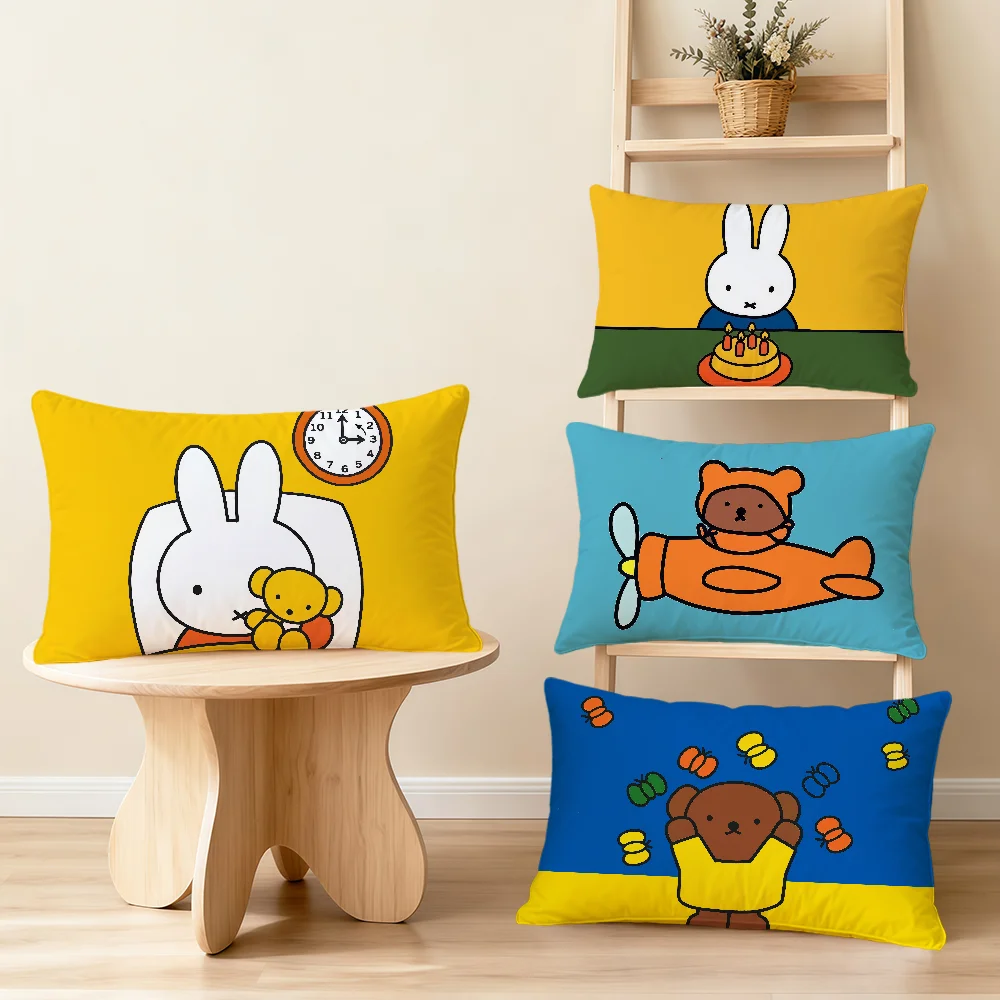Cartoon Bunny Kawaii Fun M-Miffy Cushion Cover Rectangle Pillowcover Home Sofa Living Room Dorm Bedside Hogar Pillowcase Gift