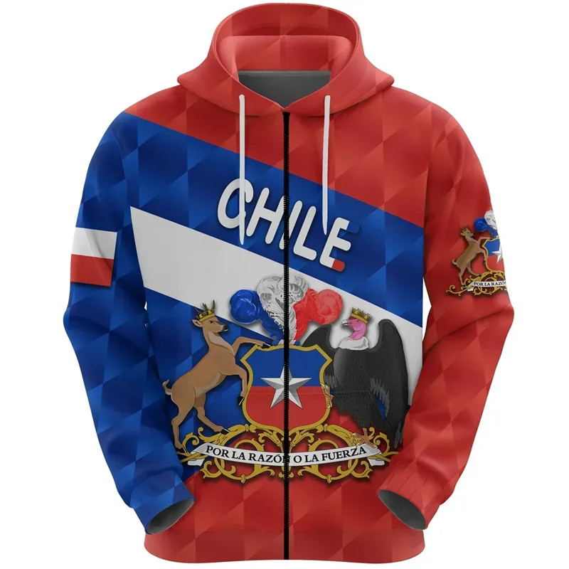 

Chile Flag Map 3D Printed Zip Up Hoodies For Men Clothes National Emblem Zipper Hoody Fashion Sport Kids Jersey Boy Sweatshirts