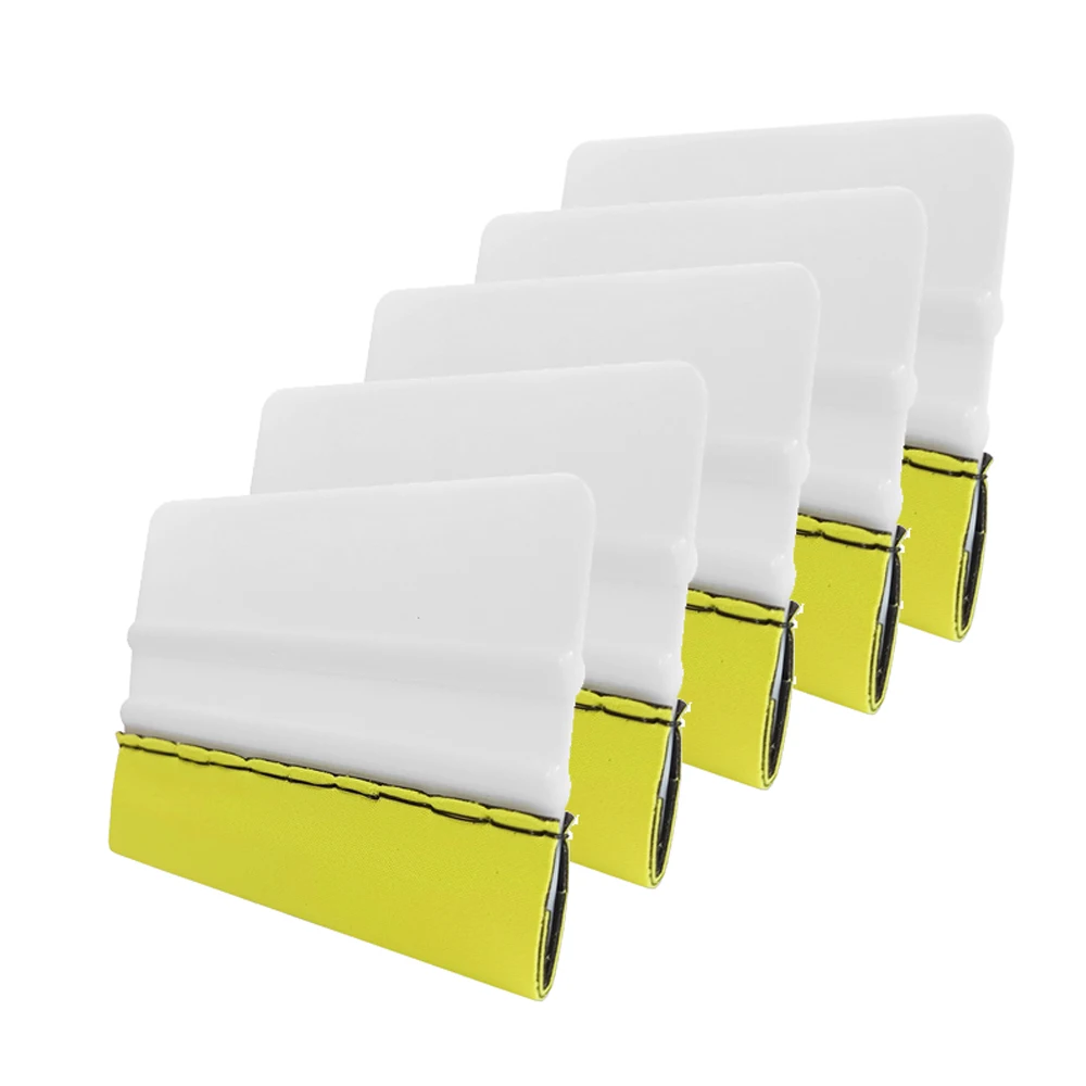 

5Pcs White Vinyl Wrap Film Squeegee Scraper Foil Wrapping Sewing Felt Scraper Auto Car Styling Sticker Window Tint Tools