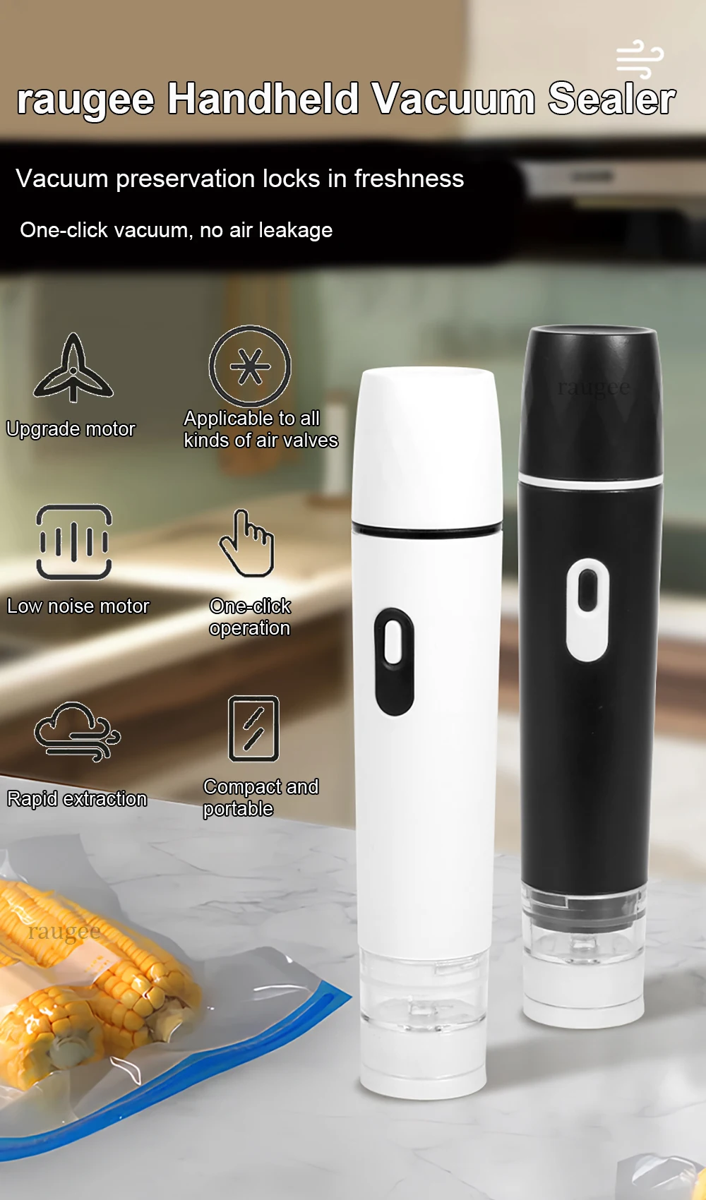 Electric Vacuum Sealer Pump Handheld Air Pump for Food Fresh-Keeping Home Portable Rechargeable Automatic Sealing Machine