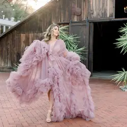 Robe de maternité Chic en Tulle pour femmes, pour séance Photo ou fête prénatale, à volants, pour bal de promo, vêtements de photographie