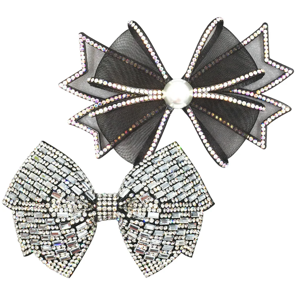 

2Pcs Rhinestones Fabric Bows Hairpin Headwear Accessories DIY Decorative Bowknot Clothes Shoes Craft Materials Lightweight