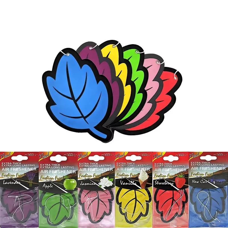Ambientador de aire para coche con forma de hoja, papel de té perfumado Natural, colgante automático, Perfume de vainilla, accesorios de fragancia Interior, 2-6 uds.