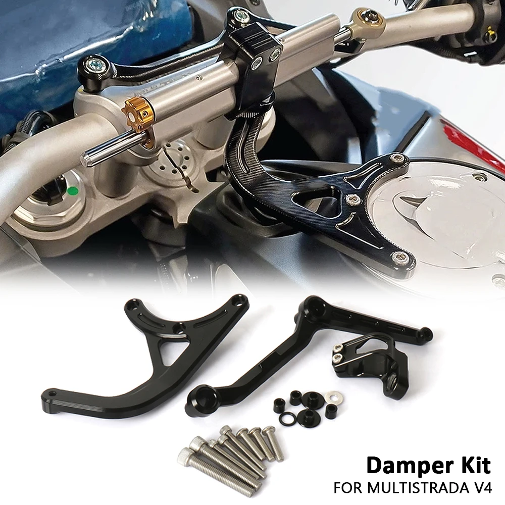 Motorcycle Steering Damper Bracket Stabilizer Kit For Ducati Multistrada V4 RS PIKES PEAK MULTISTRADA V4 S 2021-2024