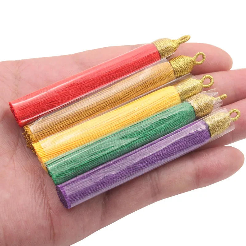 2-10Pcs 85mm Silk Tassel Fringe DIY Key Chain Earring Hooks Pendant Jewelry Making Bookmark Curtain Crafts Decorate Materials