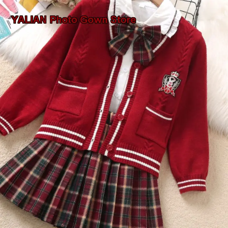 Girls Jackets Spring Autumn 2026 Children’s Red Knit Jacket for Little Girls Kids