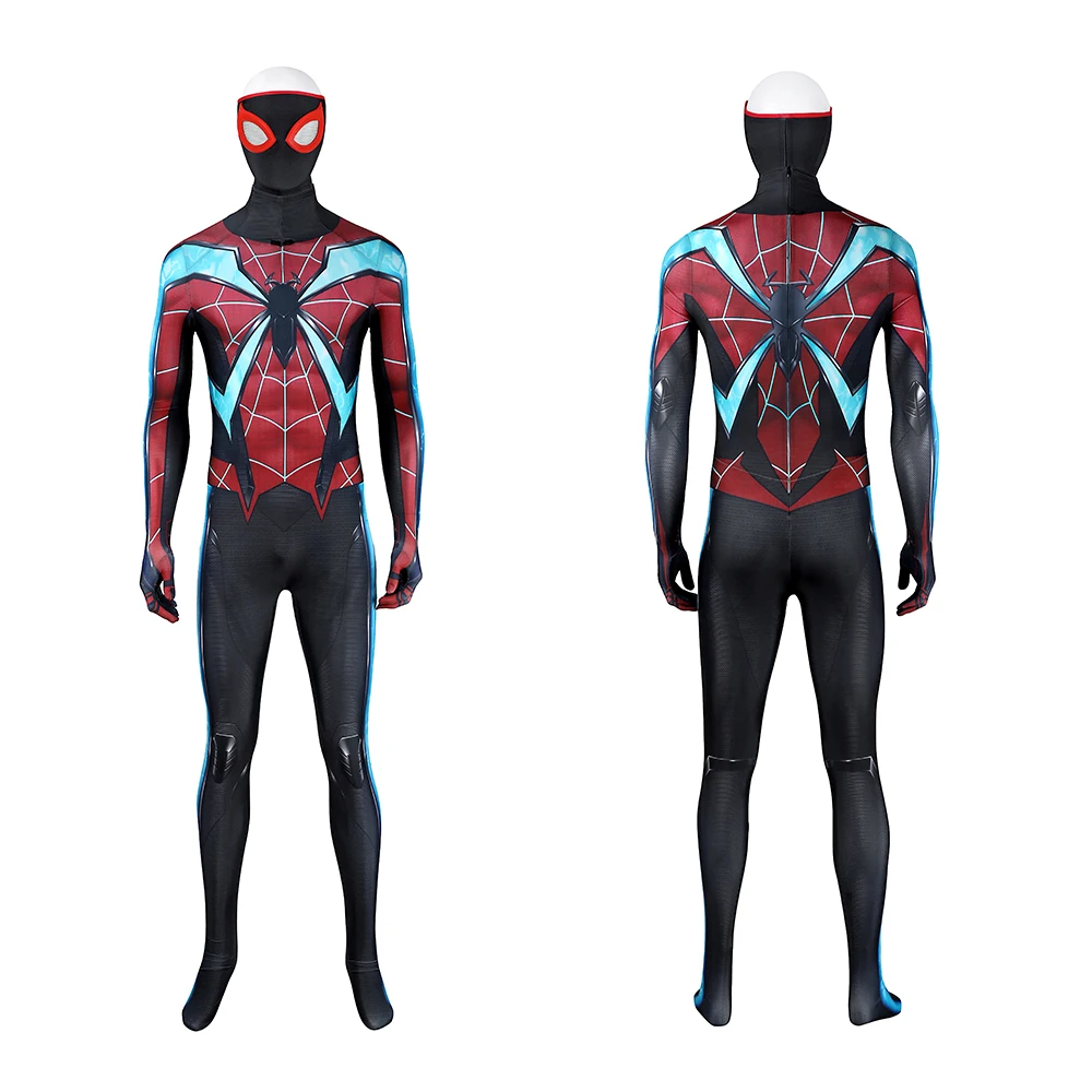 Детский костюм Человека-паука Marvel 2, костюм Майлза Моралеса Evolve для мальчиков, комбинезон из спандекса с 3 принтом на Хэллоуин, боди, костюм Детский костюм Человека-паука Marvel 2, костюм Майлза Моралеса Evolve для мальчиков, комбинезон из спандекса с 3 принтом на Хэллоуин, боди, костюм