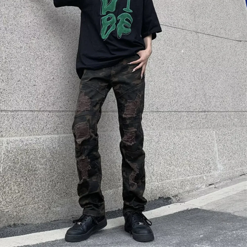 

American style high camouflage stretch strech slim fit jeans in autumn and winter streetwear 2023 joggers vintage pants