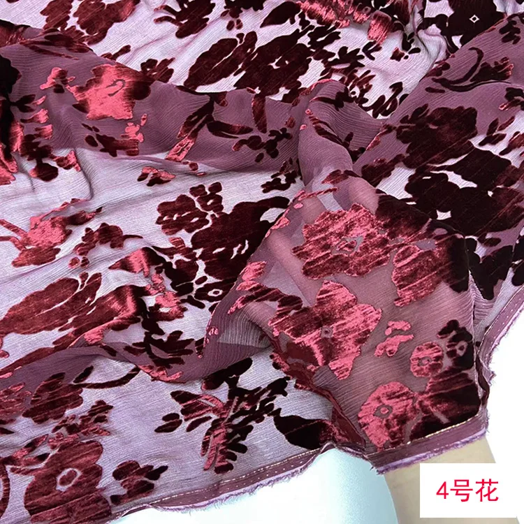 Spring and Summer Real Silk Crepe Velvet Fabric High-End Dress Cheongsam