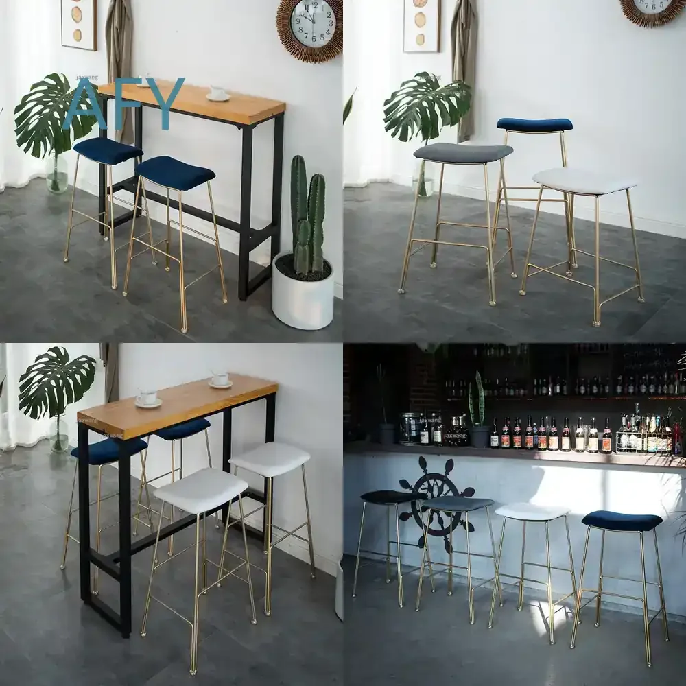 European Style Wrought Iron Bar Stool for Living Room Kitchen Coffee Shop Homestay Restaurant Bar High Stools for Home Office