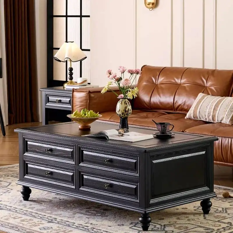 

Walnut Black Coffee Tables Luxury Decoration Nordic Living Room Coffee Tables Apartment Vintage Mesa De Centro Sala Furniture