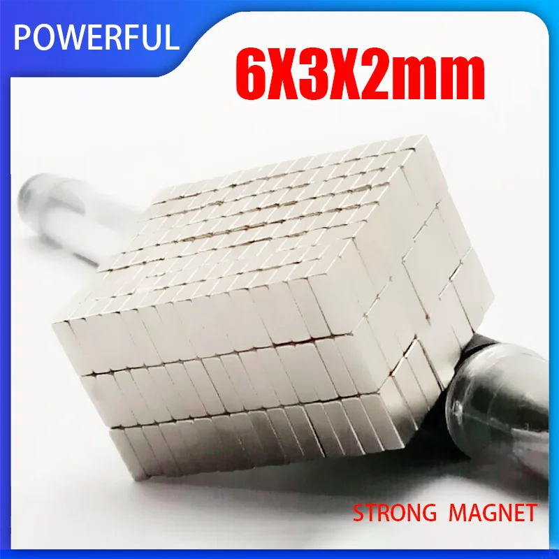 

20~500PCS 6x3x2mm Neodymium Magnet 6mm x 3mm x 2mm N35 NdFeB Block Super Powerful Strong Permanent Magnetic imanes