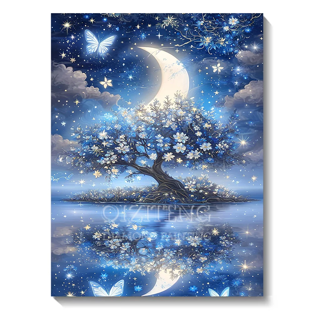 DIY Diamond Painting Fantasy Moon Tree Landscape Full Drill Rhinestones Mosaic Embroidery Handmade Products Home Decor Gift New