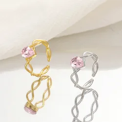 Princess Pink Crystal Ring Swan Lake Ring For Woman Girl Fashion Party Wedding Jewelry Accessories Gift Sweet Cute Finger Rings