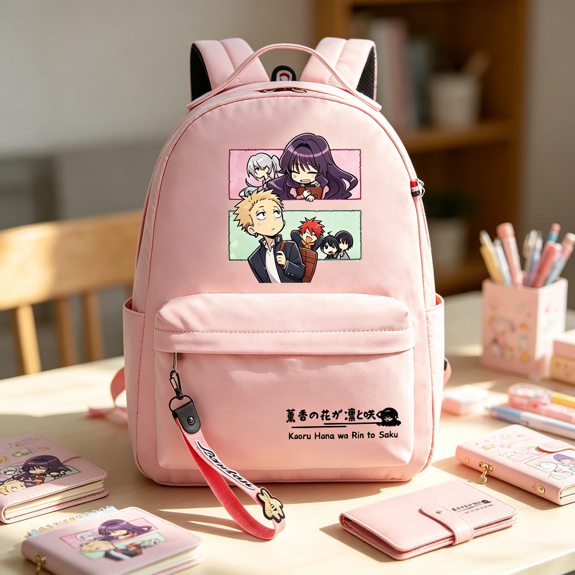 アニメ花はると凛の学生用スクールバッグ漫画ブックバッグ女の子用ラップトップバックパックカジュアルショルダーバッグ旅行用デイパック