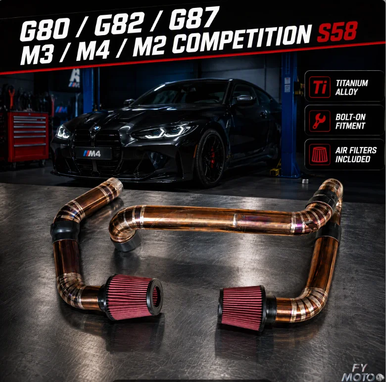 Racing Titanium Front Mount Intake System For BMW G87 M2 G80 M3 G82 M4 S58 2023+ Mod Parts